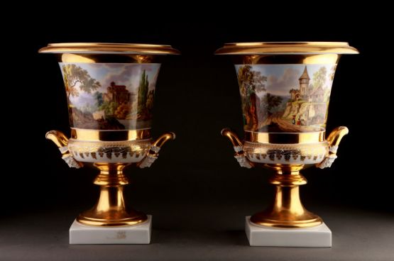 Фарфоровые вазы в стиле ампир. Бельгия, 1820 г.