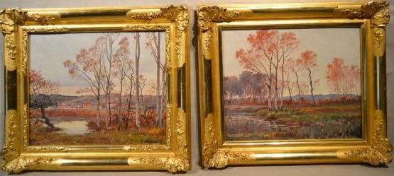 Два пейзажа Jean-Baptiste Brunel, XIX в.