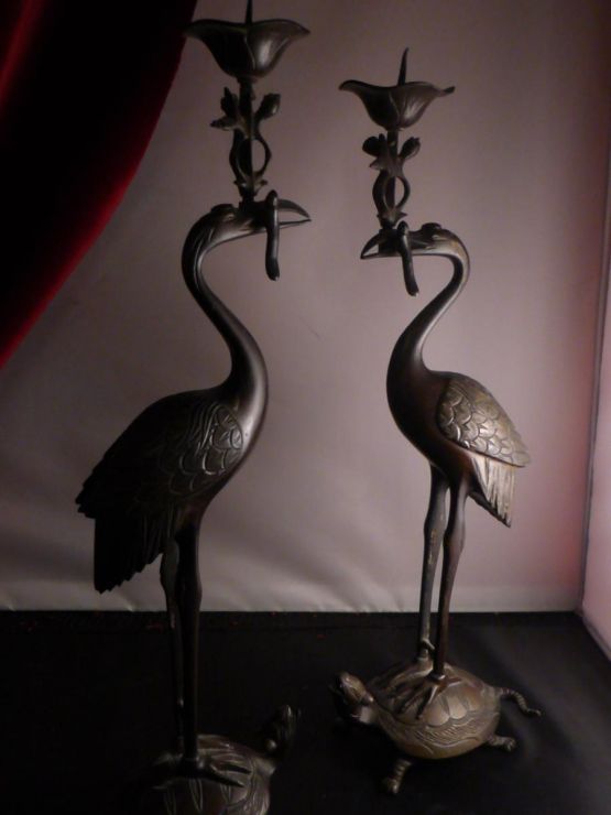 Подсвечники 'Фламинго', бронза, XIX в.