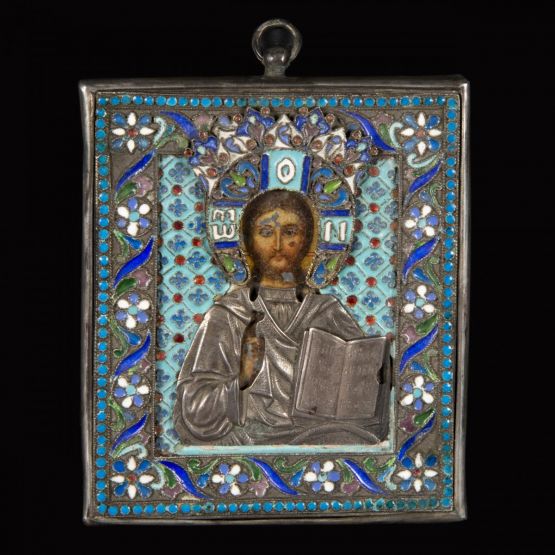 Иконка Христа из перегородчатой эмали, XIX в.