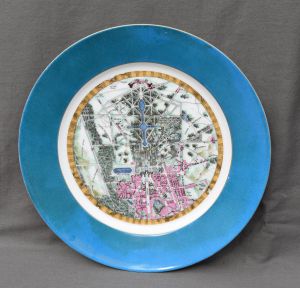 Тарелка из севрского фарфора с планом Версаля, XIX