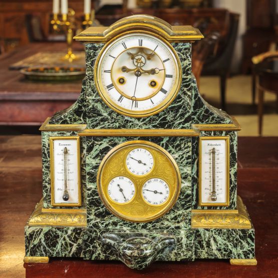 Настольные часы из зеленого мрамора, 40-45 см
