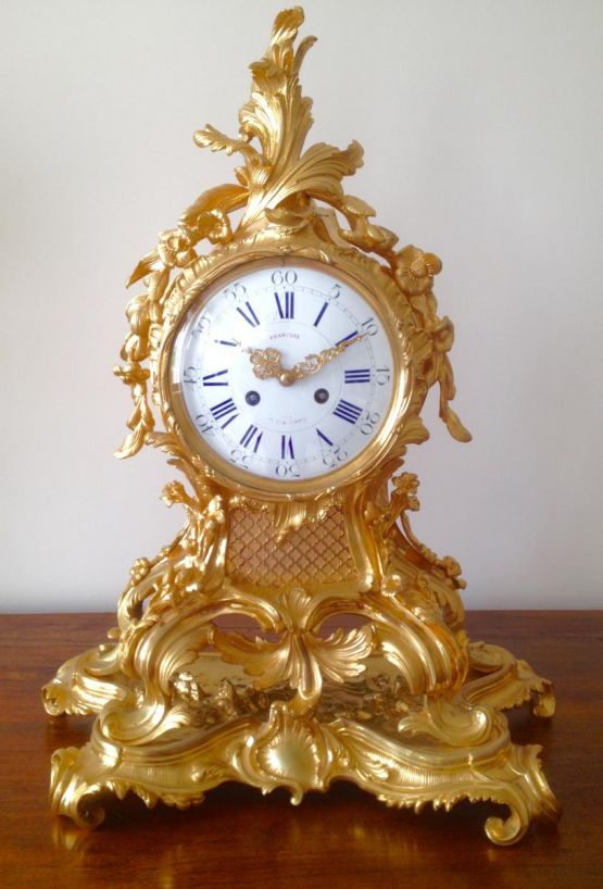 Позолоченные часы в стиле рококо, XIX в.